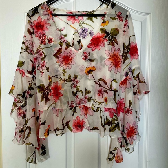 Guess Floral Blouse - Pink and Green - Picture 2 of 4